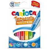 Carioca Tempere Stick puntenslijper, gekleurde temperatuur in doos voor kinderen, super wasbaar, verschillende kleuren, 12 stuks