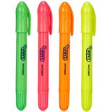 Jovi - JOVI!NEON Gel Marker, Etui met 4 sticks markeerstiften, Diverse kleuren, Droogt niet uit, Vlekt niet uit bij het schrijven en loopt niet door papier, Glutenvrij, (1810)