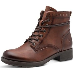 Tamaris - Enkellaarsjes - Bruin - Hoogwaardig Leer - Vetersluiting