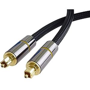 PremiumCord Toslink optische audiokabel 0,5 m Toslink stekker digitale kabel voor Hi-Fi Stereo TV Soundable HQ Audio Metaal + Nylon Zwart Goud