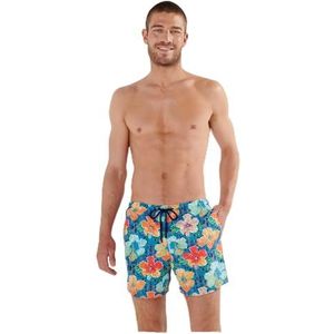 HOM Dino zwemshort, Bloemenprint Turquoise Achtergrond, M