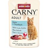 animonda Carny Kattenvoer voor volwassenen, nat voor volwassen katten, in vershoudzak, met kip + tonijn, 12 x 85 g