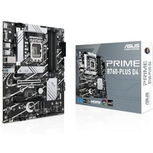 ASUS Prime B760-PLUS D4 Intel (13e en 12e generatie) LGA 1700 ATX moederbord PCIe 5.0,3xPCIe 4.0 M.2 slots, DDR4,2.5Gb LAN, DisplayPort, USB 3.2 Gen 2x2 Type-C, voorzijde USB 3.2 Gen 1 Type-C