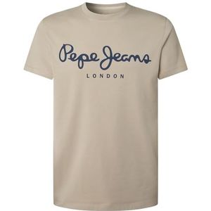 Pepe Jeans Heren Original Stretch N T-Shirt, Bruin (Stone Beige), XS, Bruin (Stone Beige), XS