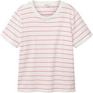 TOM TAILOR Dames 1036772 T-shirt, 31726-Offwhite Pink Stripe, XS, 31726 - Offwhite Pink Stripe, XS