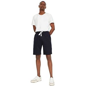 TRENDYOL Heren mannelijk regular fit contrast tussen shorts en bermuda casual shorts, Donkerblauw, XL