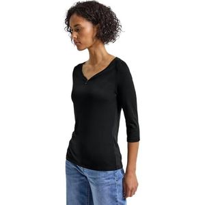 Street One Basic shirt met knoopdetail Black 40