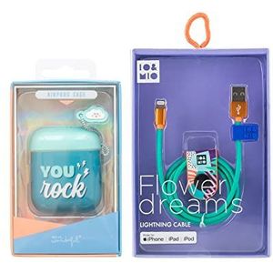 Airpods You Rock beschermhoes + datakabel USB Lightning Flower Dreams