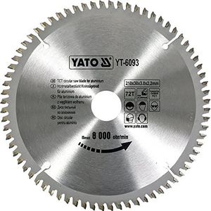 Yato YT-6093,HM zaagblad 210 x 30, 72 tanden, TFZ, voor aluminium, kunststof, non-ferrometalen