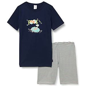 Schiesser Henry pyjama voor jongens, korte pyjamaset, donkerblauw, 98 cm