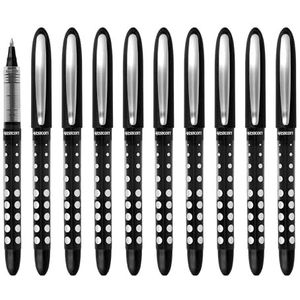 Westcott Rollerball pen, zwart, 10 stuks, voordeelverpakking van 10 stuks, zwarte inkt, nauwkeurige 0,5 mm lijndikte, transp. vulniveau-indicator, capillaire technologie, ergonoom. greep, E-730624 00
