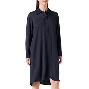 Seidensticker Damesjurk - modieuze jurk - blousejurk - hemdblousekraag - lange mouwen - 100% viscose, blauw, 36