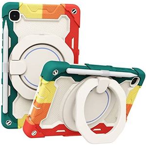 Geschikt voor Samsung Tab A7 lite (T220/T225) beschermende mouw all-inclusive anti-val shell Tab A8 met pen sleuf kleurrijke kleur botsing 360 °roterende beugel terug shell (rood)