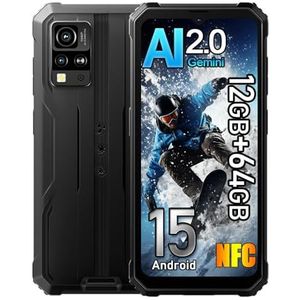 Blackview BV4800 SE Android 15 Téléphone Portable Incassable 2025, 12Go+64Go/2To Telephone Débloqué, 5100mAh, 16MP Camera, 6.56"" HD+ Smartphone Incassable, Dual SIM 4G,GPS,NFC,OTG,FM,Gemini AI, Noir