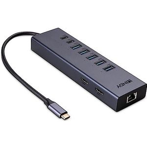 LINDY 43373 DST-Mini Duo, USB C Laptop Mini Docking Station 2X 4K HDMI