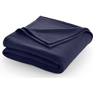 Martex 1B06859 Super zachte fleece pluche lichtgewicht deken lage pluis luxe hotel stijl solide huisdiervriendelijk bed en bank dekens marineblauw, koning, blauw