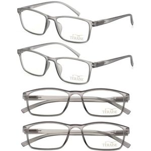 TERAISE 4-pack leesbril Blauw licht blokkeren Computerbrillen Ultralichte Hoge Elasticiteit Lezers Verminderen oogvermoeidheid voor mannen en vrouwen(1.0X)