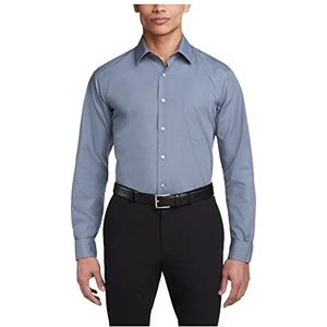 Van Heusen Herenoverhemd getailleerd poplin effen, Grijs, 16.5 Neck / 32-33 Sleeve