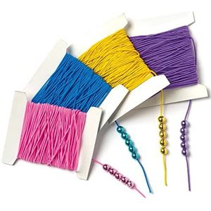 Baker Ross EV117 Ross Kleurrijke elastische band - voor kinderen om te knutselen voor kralenkunst en sieraden - per verpakking, 10 m