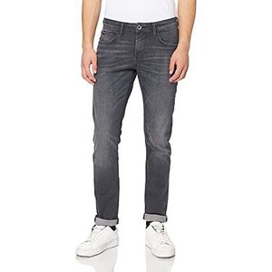 TOM TAILOR Denim Heren Slim Piers Jeans van biologisch katoen, 10220 - Used Dark Stone Grey Denim, 27W x 34L