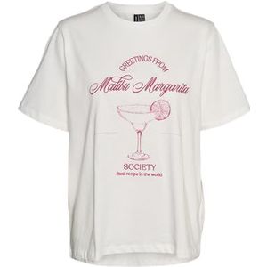 VERO MODA VMEZRA Caty SS TOP Box JRS GA, sneeuwwit/print: malibu Margarita, M