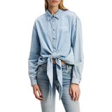 Karl Lagerfeld - Denim Blouse - Blauw - 100% Katoen - Strikdetail