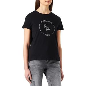 TOM TAILOR Dames Basic T-shirt met print 1032050, 14482 - Deep Black, M