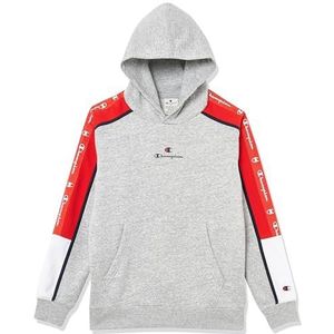 Champion Legacy Retro Sport B (306856) - Ultralicht Soft Compact Fleece Taped Sweatshirt met capuchon, Grijs Melange/Miglione (NOXM/CRD/NNY), 15-16 jaar (XXL) kinderen FW24, grijs gemêleerd/bel
