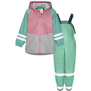 Playshoes Tweedelig regenpak met fleecevoering, gevoerd modderpak, roze-groen, 86