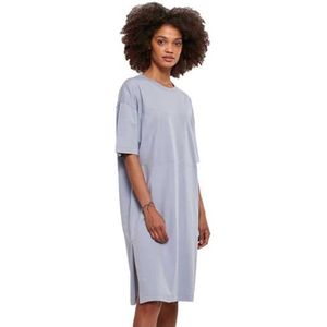 Urban Classics Damesjurk van biologisch katoen, organisch, oversized, met slit T-shirt, jurk voor vrouwen met split in vele kleuren, maten XS - 5XL, Violablue, XL