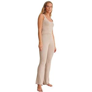 NA-KD Gebreide damesbroek met wijde pijpen en wijde pijpen, Klei Grijs, XXL