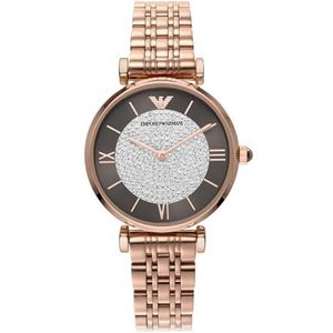 Emporio Armani Retro Horloge, Rose & Brown Glitz, Quartz horloge