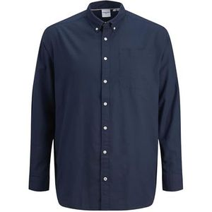 JACK&JONES PLUS Heren JJEOXFORD shirt L/S S21 PS NOOS hemd, Navy Blazer/Fit:Plus Size, 4XL