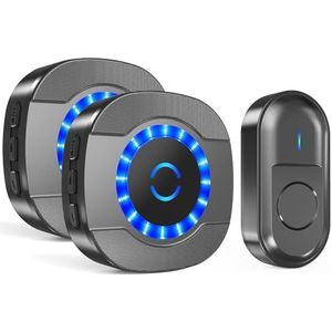 SURFOU - Draadloze Deurbelset - Zwart - 300M Bereik - 55 Melodieën - Waterdicht