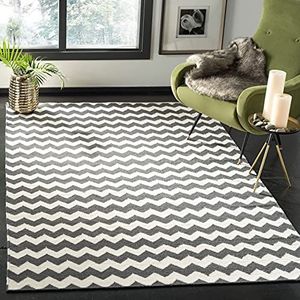 Safavieh Dhurrie tapijt, DHU644, plat geweven zijde, ivoor/houtskool grijs, 90 x 150 cm