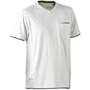 Bisley Workwear UKBK1933_BGGY Flex & Move Katoen T-shirt V-hals korte mouw-grijs Marle, 3XL