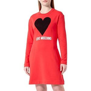Love Moschino Dames nauwsluitende pasvorm lange mouwen met maxi-hartjurk, rood, 40