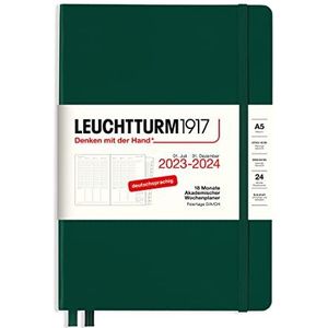 LEUCHTTURM1917 367546 Academische weekplanner medium (A5) 2024, 18 maanden, bosgroen, Duits