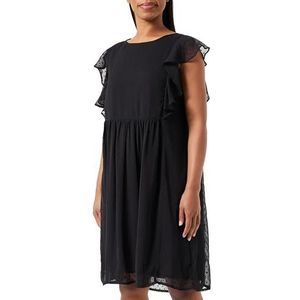baradello Dames midi-jurk met ruches 37226659-BA01, zwart, XL, zwart, XL