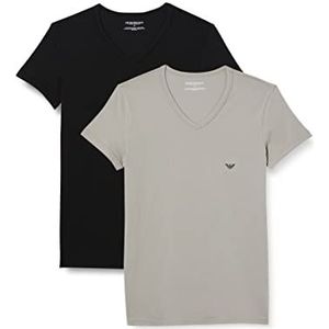 Emporio Armani Heren T-shirt (verpakking van 2), meerkleurig (Nero/Grigio 03320), L