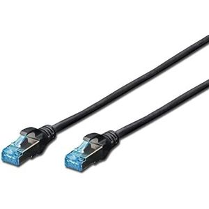 DIGITUS LAN kabel Cat 5e - 5m - CCA netwerkkabel met RJ45 - SF/UTP afgeschermd - Compatibel met Cat-6 & Cat-5 - Zwart
