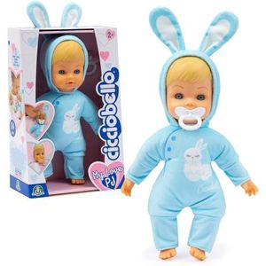 CICCIOBELLO, CCBE12 Pop 30 cm, met schattige pyjama met konijnenoren, blauw model, speelgoed voor kinderen vanaf 2 jaar