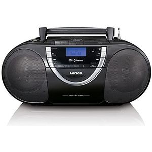 Lenco SCD 6900 draagbare DAB+ radio - Bluetooth - FM-radio - Boombox met CD/MP3-speler - cassettedeck - USB-ingang - AUX-in - 3,5 mm hoofdtelefoonaansluiting - zwart