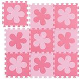 Relaxdays speelmat foam, bloemen, 9-delig, EVA-schuimrubber, zonder schadelijke stoffen, 91,5 x 91,5 cm, roze-felroze