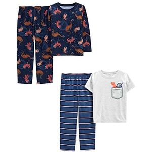 Simple Joys by Carter's Losse pasvorm polyester pyjamaset voor jongens, verpakking van 2, blauw/grijs/dinosaurus, 8 stuks