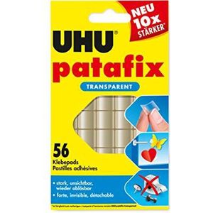 UHU Patafix transparant, doorzichtige, dubbelzijdige kleefpads voor snel en eenvoudig bevestigen en bevestigen, 56 stuks