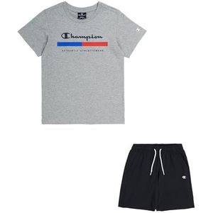 Champion Legacy Graphic Shop B - Authentic Athleticwear Crewneck T-shirt en shorts compleet, grijs gemêleerd licht/zwart, 15-16 jaar kinderen en jongeren SS24, lichtgrijs gemêleerd/zwart, 15-16 Jaar