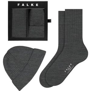 FALKE Heren Sokken Gift Set M So wol eenkleurig 1 paar, Grijs Dark Grey 3070, 39-42