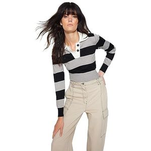 Trendyol Dames kleurblok lange mouwen regular sweater, ecru, L