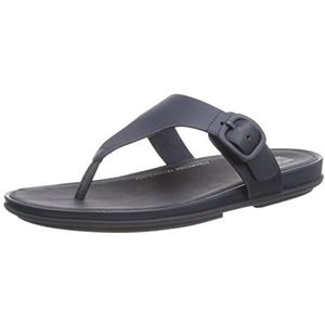 Fitflop Dames Gracie rubberen gesp lederen teen post sandalen plat, middernacht marineblauw, 6.5 UK, Middernacht Marine, 40 EU